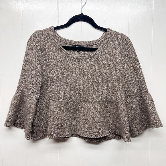Express Merino Wool Blend Women's Pullover Knit Crop Brown Sweater Size Medium - Picture 1 of 12